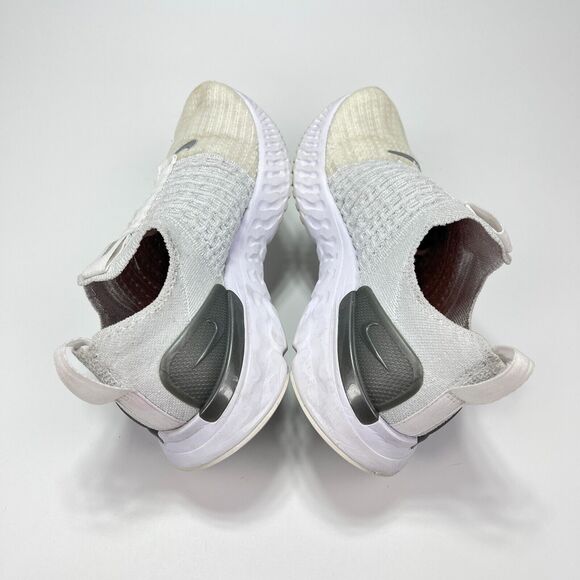 Nike Phantom Run Flyknit 2 True White Silver Slip-On Shoes Women's Size 6 - Picture 5 of 10
